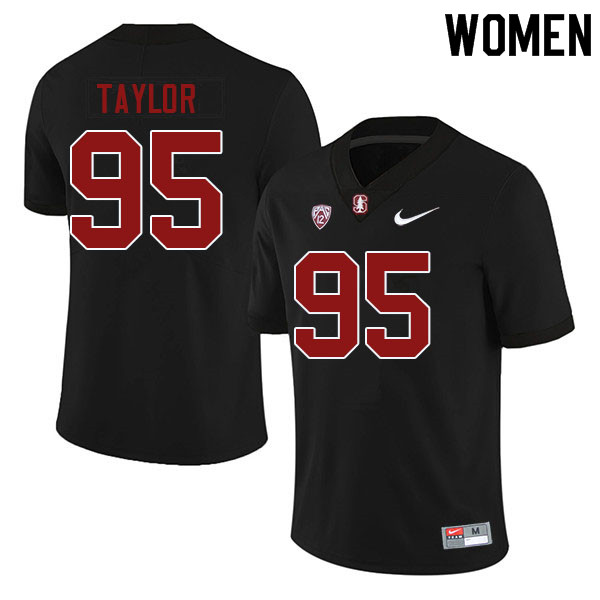 Women #95 Aristotle Taylor Stanford Cardinal College Football Jerseys Sale-Black - Click Image to Close